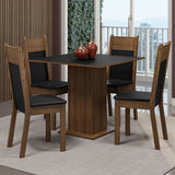 Juego de Comedor Mesa Tapa de Madera 4 Sillas Marrón/Negro Claire Madesa