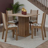 Juego de Comedor Mesa Tapa de Madera 4 Sillas Marrón/Crema/ Hibiscos Briana Madesa