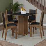 Juego de Comedor Mesa Tapa de Madera 4 Sillas Marrón/Negro Briana Madesa