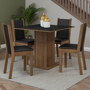 Juego de Comedor 4 Sillas Marrón/Negro Briana Madesa