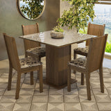Juego de Comedor Mesa Tapa de Vidrio 4 Sillas Marrón/Crema/Beige Marrón Perla Madesa