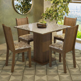 Juego de Comedor Mesa Tapa de Vidrio 4 Sillas Marrón/Crema/Lírio Beige Perla Madesa
