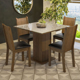 Juego de Comedor Mesa con Tapa de Vidrio 4 Sillas Marrón/Crema/Negro Perla Madesa