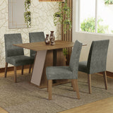 Juego de Comedor Mesa Tapa de Madera 4 Sillas Marrón/Crema/Silver Agnes Madesa