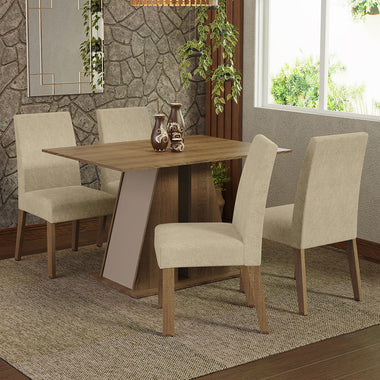 Juego de Comedor 4 Sillas Marrón/Crema/Imperial Agnes Madesa