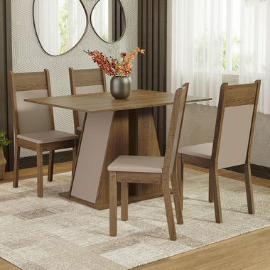 Juego de Comedor 4 Sillas Marrón/Crema/Beige Angel Madesa