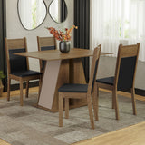 Juego de Comedor Mesa Tapa de Madera 4 Sillas Marrón/Crema/Negro Angel Madesa