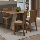 Juego de Comedor Mesa Tapa de Madera 4 Sillas Marrón/Crema/Beige Marilyn Madesa