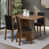 Juego de Comedor Mesa Tapa de Madera 4 Sillas Marrón/Crema/Negro Sophie Madesa