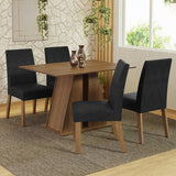 Juego de Comedor Mesa con Tapa de Madera 4 Sillas Marrón/Oxford Agnes Madesa