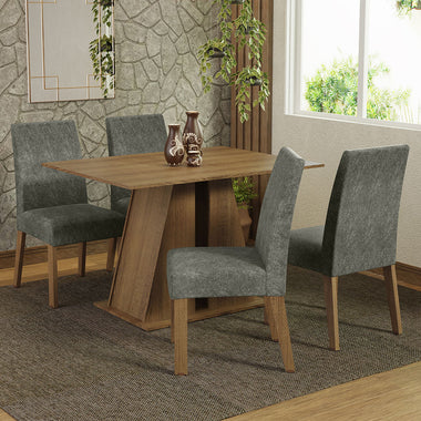 Juego de Comedor 4 Sillas Marrón/Silver Agnes Madesa