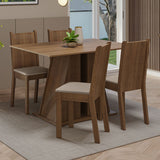 Juego de Comedor Mesa Tapa de Madera 4 Sillas Marrón/Beige Marilyn Madesa