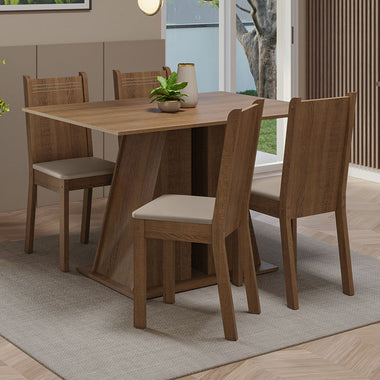 Juego de Comedor 4 Sillas Marrón/Beige Marilyn Madesa