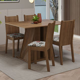 Juego de Comedor Mesa Tapa de Madera 4 Sillas Marrón/Hibiscos Marilyn Madesa