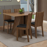 Juego de Comedor Mesa Tapa de Madera 4 Sillas Marrón/Negro Marilyn Madesa
