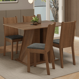 Juego de Comedor Mesada de Madera 4 Sillas Marilyn Marrón/Silver