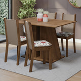 Juego de Comedor Mesa Tapa de Madera 4 Sillas Marrón/Hibiscos Sophie Madesa