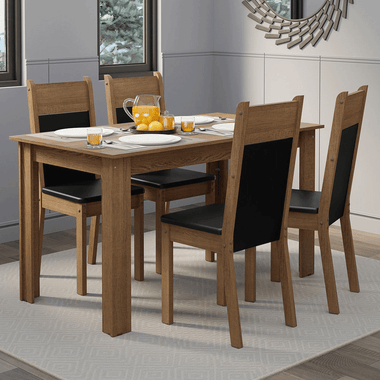 Juego de Comedor 4 Sillas Marrón/Negro Ellen Madesa