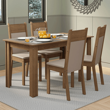 Juego de Comedor 4 Sillas Marrón/Crema Ellen Madesa