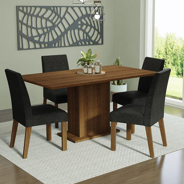 Juego de Comedor 4 Sillas Marrón/Oxford Keila Madesa