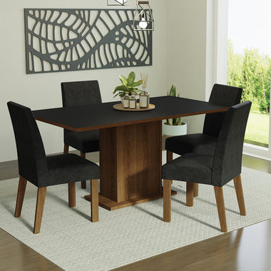Juego de Comedor 4 Sillas Marrón/Negro/Oxford Keila Madesa