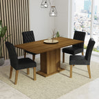 Juego de Comedor Cindy Mesa Rectangular Tapa de Madera con 4 Sillas Oxford Marrón Madesa