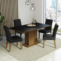 Juego de Comedor Cindy Mesa Rectangular Tapa de Madera con 4 Sillas Oxford Marrón/Negro Madesa