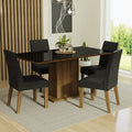 Juego de Comedor Avril Mesa Rectangular Tapa de Vidrio con 4 Sillas Oxford 03 Marrón/Negro Madesa
