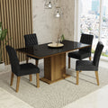 Juego de Comedor con Vidrio Sobrepuesto 4 Sillas Marrón/Negro/Oxford Marilia Madesa
