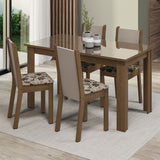Conjunto Comedor Mesa Mesada de Vidro 4 Sillas Marrón/Crema/Bege Marrom Suzy Madesa