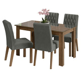 Juego de Comedor con Mesa de Tapa de Vidrio y 4 Sillas Marrón/Silver Celina Madesa
