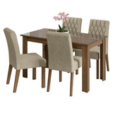 Juego de Comedor con Mesa de Tapa de Vidrio y 4 Sillas Marrón/Imperial Celina Madesa