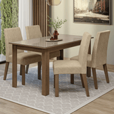 Juego de Comedor Ravena Mesa Tapa de Vidrio 4 Sillas Marrón/Crema/Suede Imperial Madesa