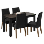 Juego de Comedor con Vidrio Sobrepuesto 4 Sillas Negro/Oxford Antônia Madesa