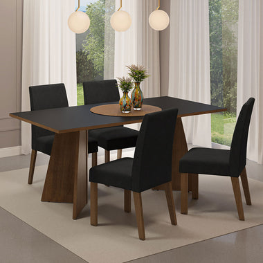 Juego de Comedor 4 Sillas Marrón/Negro April Madesa