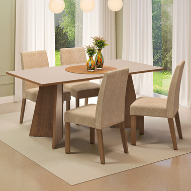 Juego de Comedor 4 Sillas Marrón/Crema April Madesa