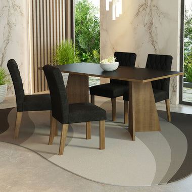Juego de Comedor 4 Sillas Marrón/Negro Ruby Madesa