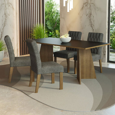 Juego de Comedor 4 Sillas Marrón/Gris Ruby Madesa