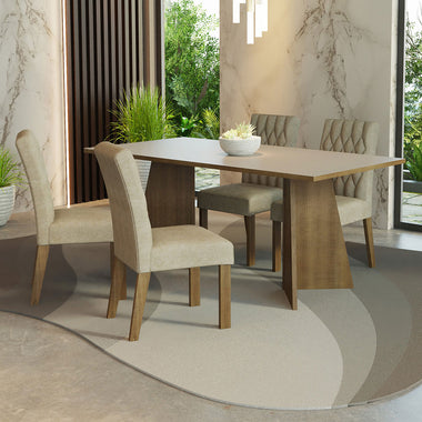 Juego de Comedor 4 Sillas Marrón/Crema Ruby Madesa