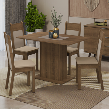 Juego de Comedor 4 Sillas Marrón/Beige Sheila Madesa