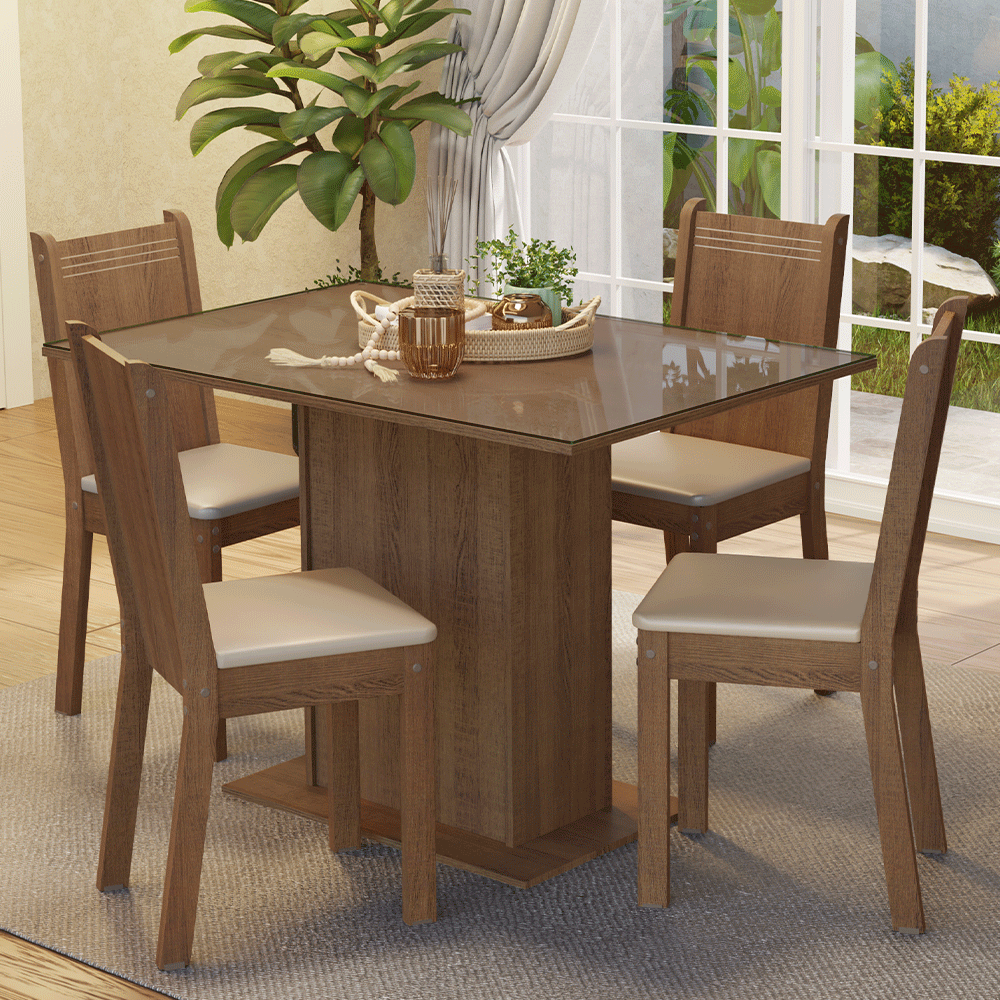 Juego de Comedor con Mesa y 4 Sillas Madesa Camélia MC