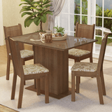 Conjunto Comedor Mesa Mesada de Vidro 4 Sillas Marrón/Lí­rio Bege Camélia Madesa