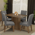 Juego de Comedor con Vidrio Sobrepuesto 4 Sillas Marrón/Silver Reale Madesa
