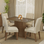 Juego de Comedor con Vidrio Sobrepuesto 4 Sillas Marrón/Imperial Reale Madesa