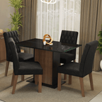 Juego de Comedor con Vidrio Sobrepuesto 4 Sillas Marrón/Negro/Oxford Reale Madesa