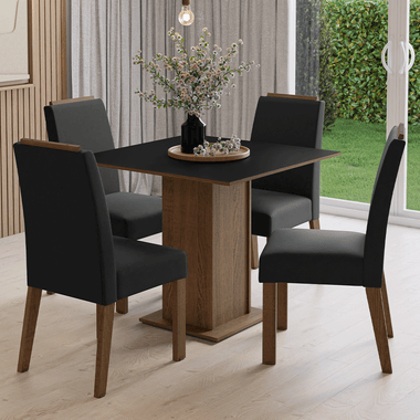Juego de Comedor 4 Sillas Marrón/Negro/Oxford Aspen Madesa