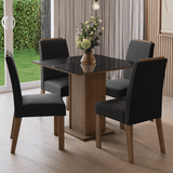 Juego de Comedor Mesada de Vidrio 4 Sillas Sines Marrón/Negro/Oxford