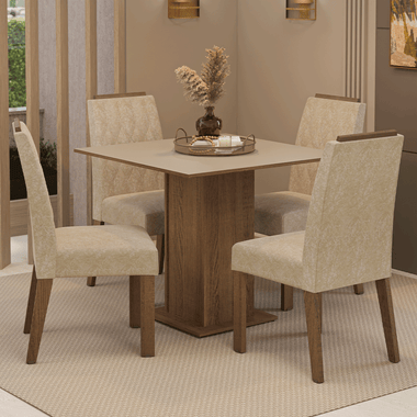 Juego de Comedor 4 Sillas Marrón/Crema/Imperial Cannes Madesa