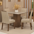 Juego de Comedor con Vidrio Sobrepuesto 4 Sillas Marrón/Crema/Imperial Capri Madesa