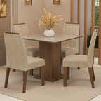 Juego de Comedor con Vidrio Sobrepuesto 4 Sillas Marrón/Crema/Imperial Capri Madesa